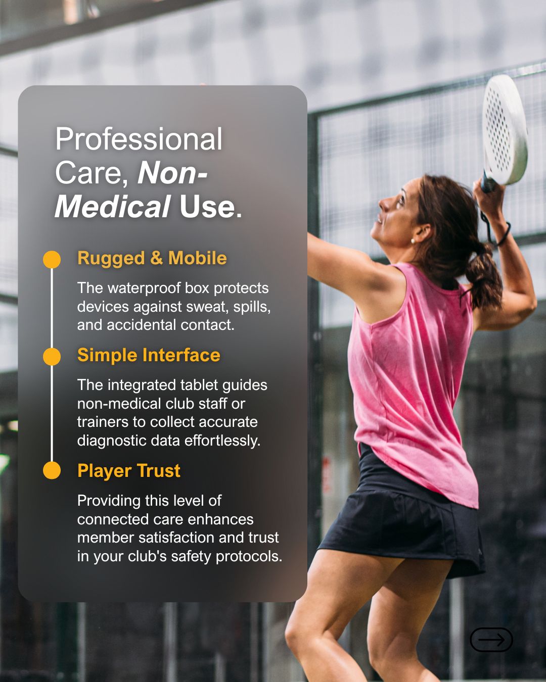 SmartFuture's MediKit elevates Racque Health Club services by providing members with instant BP, oximeter, and other vital checks to optimize performance and safety.